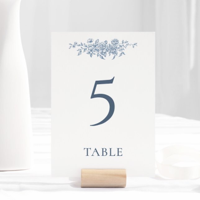 Elegant Vintage Floral Blue Wedding Table Number (Creator Uploaded)
