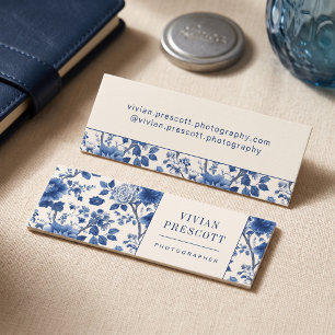 Elegant Vintage Floral Border Design Mini Business Card