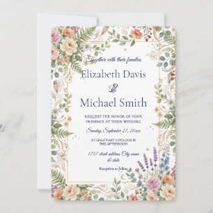 Elegant Vintage Floral Botanical Invitation