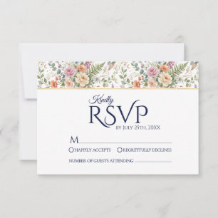 Elegant Vintage Floral Botanical RSVP Card