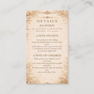 Elegant Vintage Floral Botanical Wedding Enclosure Card