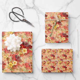 Elegant Vintage Floral Bouquet Pattern Flat Wrapping Paper Sheet