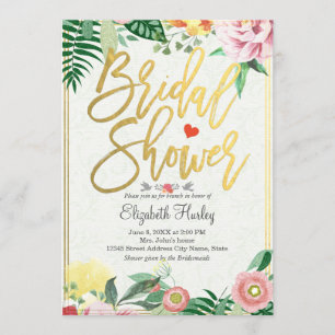 Elegant Vintage Floral Bridal Shower Invitations