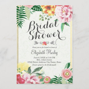 Elegant Vintage Floral Bridal Shower Invitations