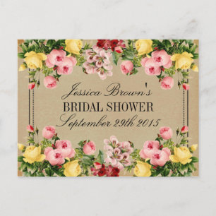 Elegant Vintage Floral Bridal Shower Recipe Cards