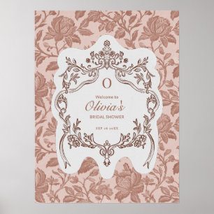 Elegant Vintage Floral Bridal Shower Welcome Sign