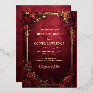 Elegant Vintage floral Burgundy and Gold Wedding