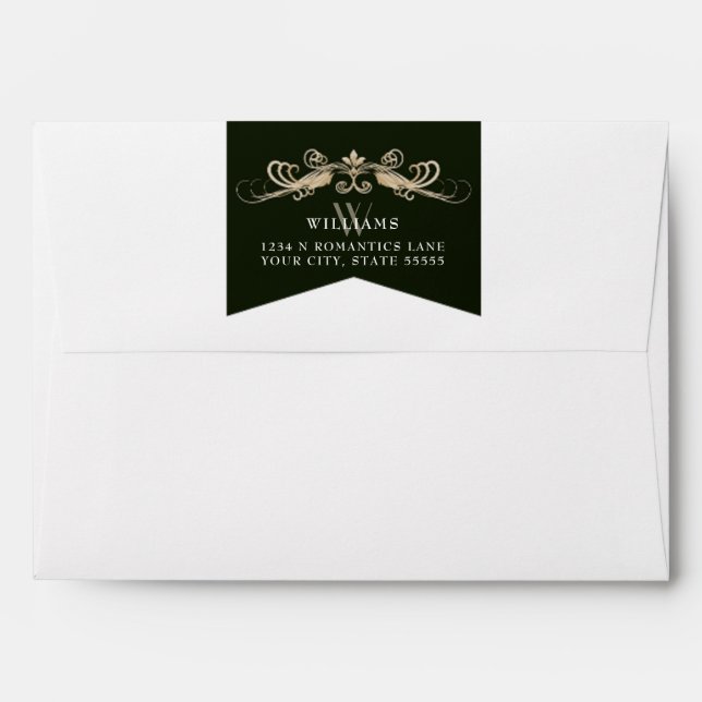 Elegant Vintage Floral Chic Library Wedding Envelope (Back (Top Flap))