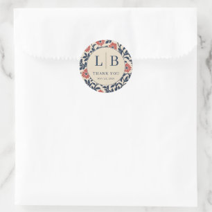 Elegant Vintage Floral Classic Round Sticker