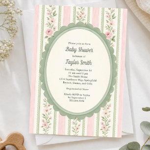 Elegant Vintage Floral Cottagecore Baby Shower Invitation