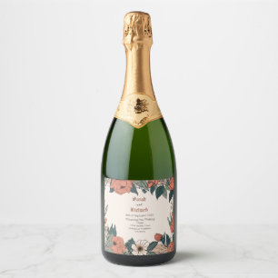 Elegant Vintage Floral Custom Wedding Sparkling Wine Label