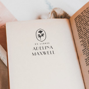 Elegant Vintage Floral Ex Libris Name Book Self-inking Stamp