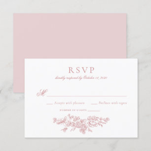 Elegant Vintage Floral French Blush Wedding RSVP Invitation