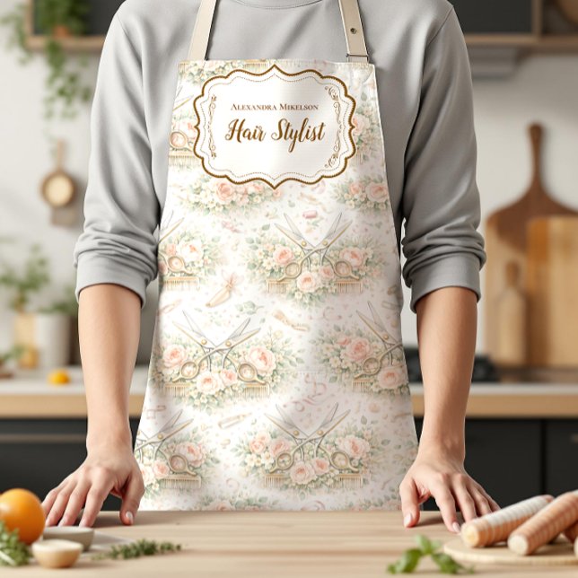 Elegant Vintage Floral Hair Stylist Apron (Creator Uploaded)