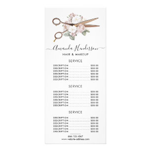 Elegant Vintage Floral Hairstylist Price List Rack Card