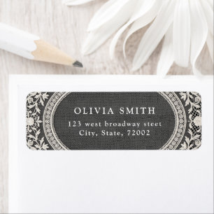 Elegant Vintage Floral Lace Frame Return Address Label