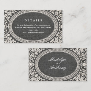 Elegant Vintage Floral Lace Frame Wedding Details Place Card