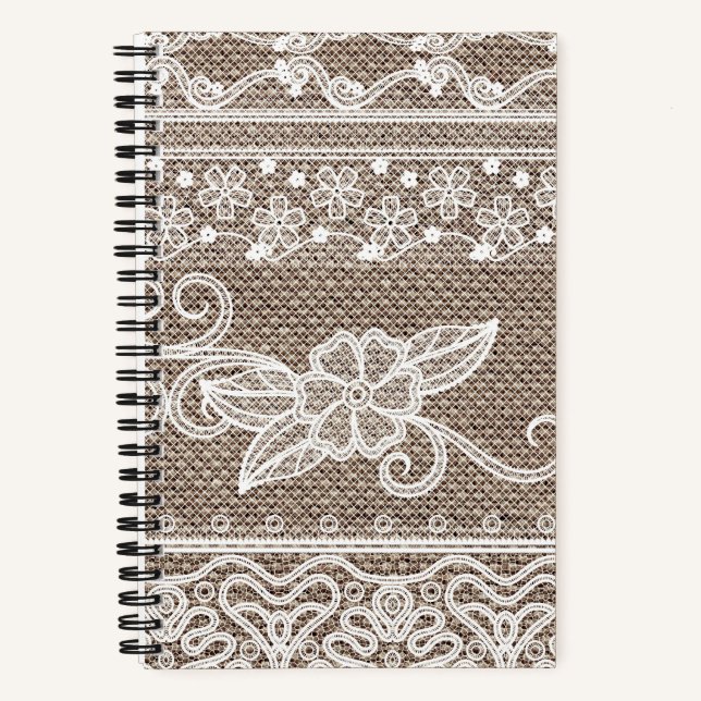 Elegant Vintage Floral Lace Notebook (Front)