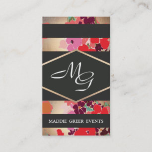 Elegant Vintage Floral Monogram Business Card