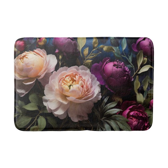 Elegant vintage floral painting bath mat (Front)