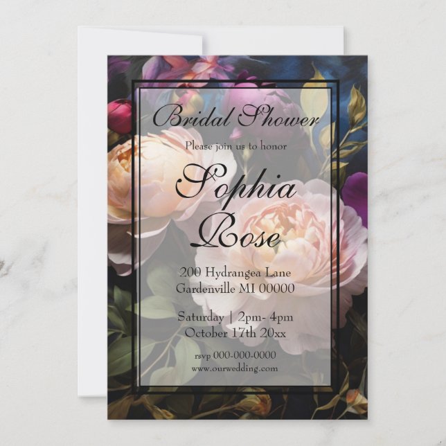 Elegant vintage floral painting Bridal Shower Invitation (Front)