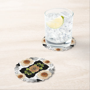 Elegant Vintage Floral Paper Coaster