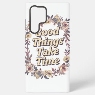 Elegant Vintage Floral Patience Quote Samsung Galaxy Case
