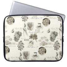 Elegant vintage floral pattern laptop sleeve