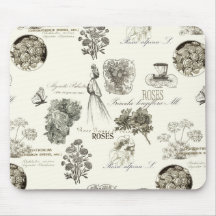 Elegant vintage floral pattern mousepad