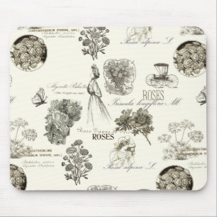 Elegant vintage floral pattern mousepad