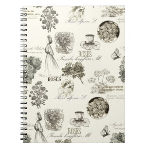 Elegant vintage floral pattern notebook
