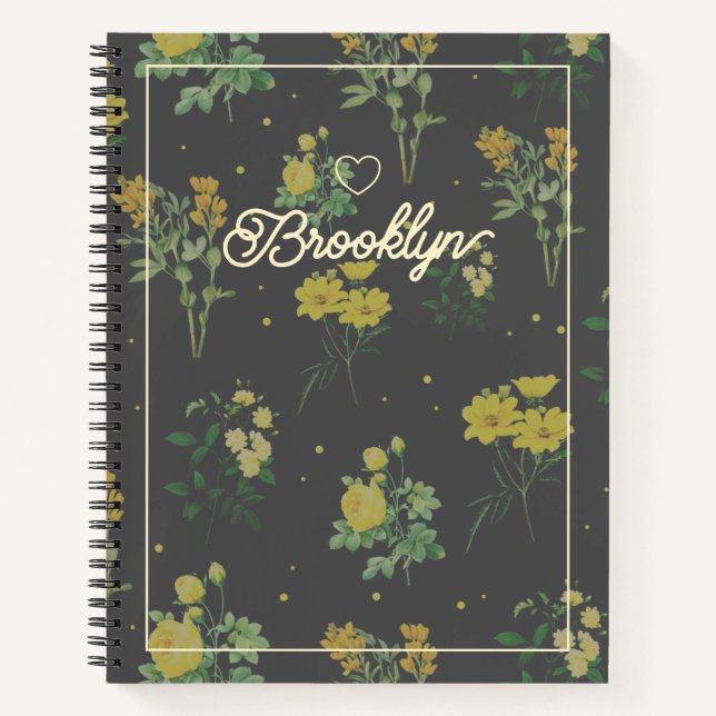 Elegant Vintage Floral Pattern Personalised Notebook (Front)