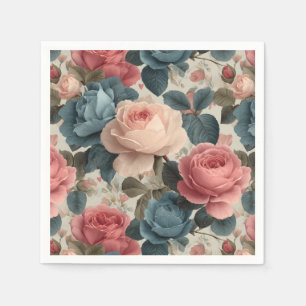 Elegant Vintage Floral Pattern with Roses Napkin