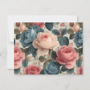 Elegant Vintage Floral Pattern with Roses Postcard