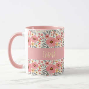 Elegant Vintage Floral Personalized Name Mug