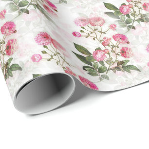 Elegant Vintage Floral Pink Flowers Wrapping Paper