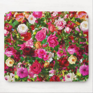 Elegant Vintage Floral Rose Garden Blossom Mouse Pad