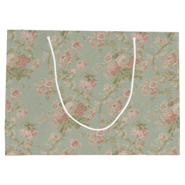 Elegant Vintage Floral Rose Large Gift Bag (Back)