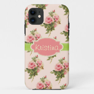 Elegant Vintage Floral Rose Name Case