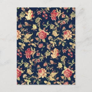 Elegant Vintage Floral Rose Pattern Postcard