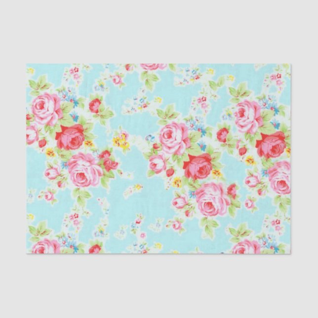 Elegant Vintage Floral Rose Tissue Paper (Front)
