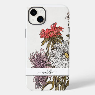 Elegant Vintage Floral Script Name iPhone 14 Plus Case