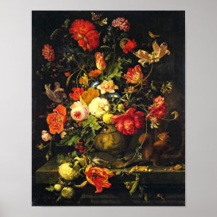 Elegant Vintage Floral Still LIfe; Abraham Mignon Poster
