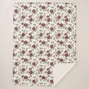 Elegant Vintage Floral Summer Pattern Sherpa Blanket