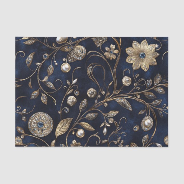 Elegant Vintage Floral Tissue Paper (Front)