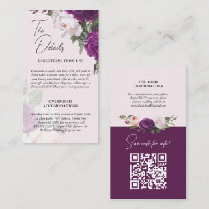 Elegant Vintage Floral Wedding Details Info Card