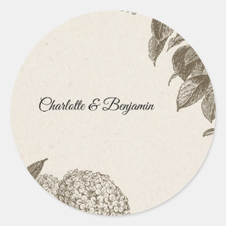 Elegant Vintage Floral Wedding Favor Sticker