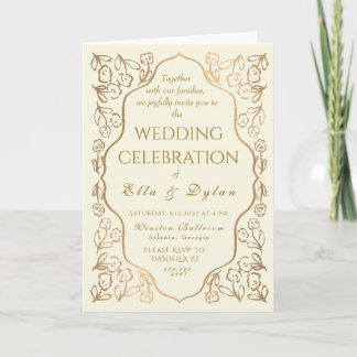 Elegant Vintage Floral Wedding Invitation