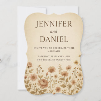 Elegant Vintage Floral Wedding Invitation