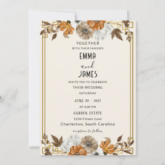 Elegant Vintage Floral Wedding Invitation
